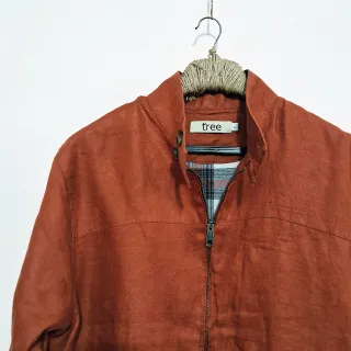 Burnt Orange Premium Linen Harrington Jacket
