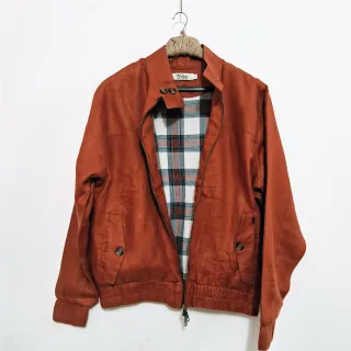 Burnt Orange Premium Linen Harrington Jacket