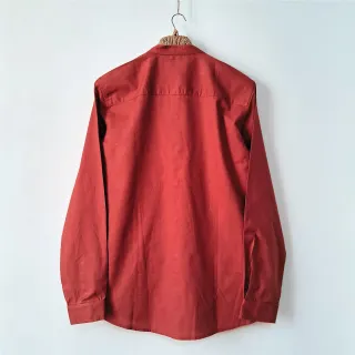 Terracotta Red Dobby Cotton Mandarin Collar Shirt