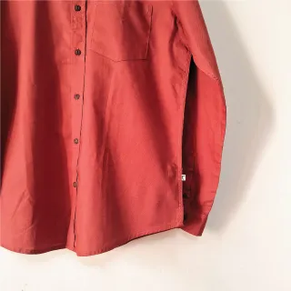 Terracotta Red Dobby Cotton Mandarin Collar Shirt