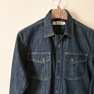 Midnight Blue Organic Texture Denim Adventure Shirt