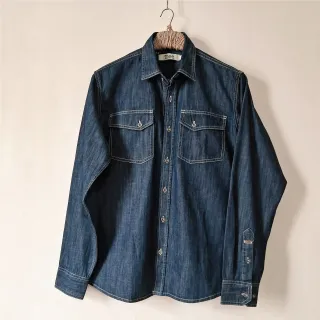 Midnight Blue Organic Texture Denim Adventure Shirt