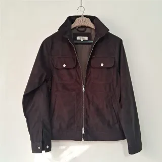 Deep Brown Rugged Suede Trucker Jacket