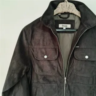 Deep Brown Rugged Suede Trucker Jacket