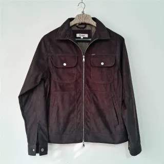 Deep Brown Rugged Suede Trucker Jacket