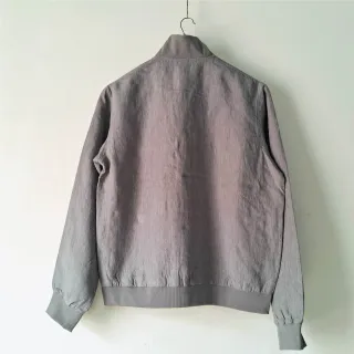 Space Gray Textured Premium Linen Bomber Jacket