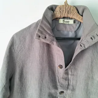 Space Gray Textured Premium Linen Bomber Jacket