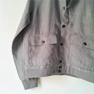 Space Gray Textured Premium Linen Bomber Jacket