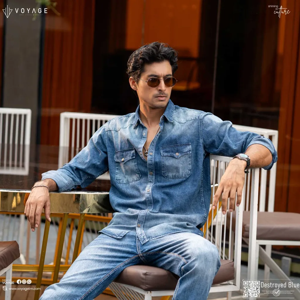 Destroyed Blue  Denim Shirt