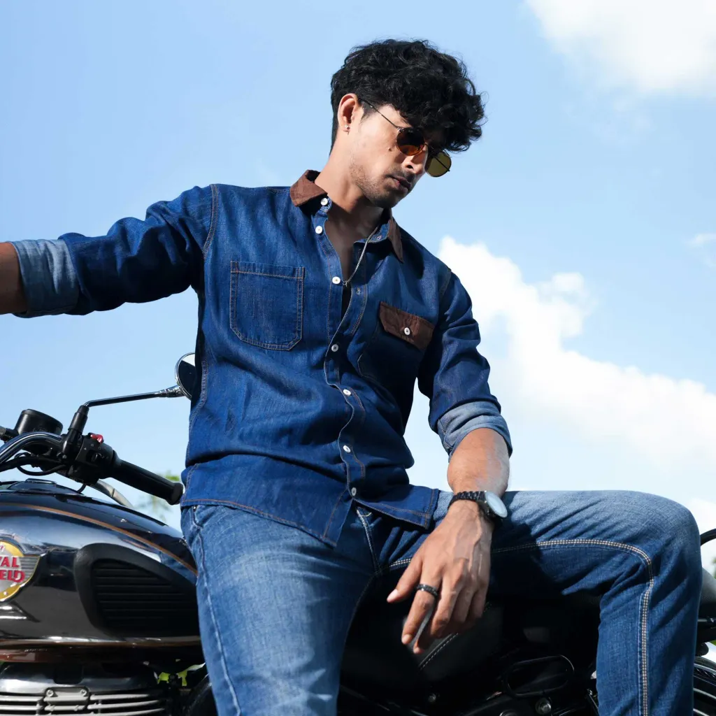 Dark Contrast Denim Shirt