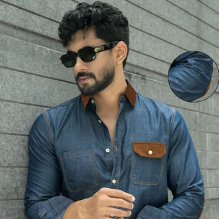 Blue Denim Shirt Contrast