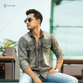 Destroyed Grey Denim Shirt