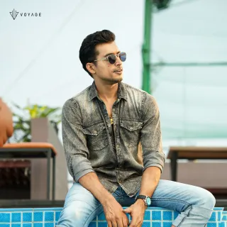 Destroyed Grey Denim Shirt
