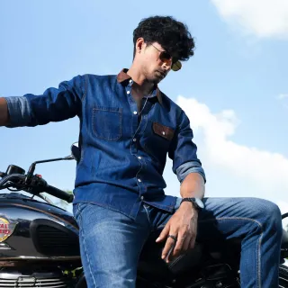 Dark Contrast Denim Shirt