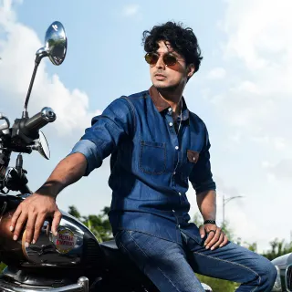 Dark Contrast Denim Shirt