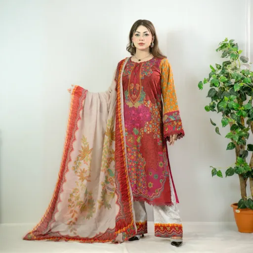 Vibrant Multi-Colored Printed Cotton Salwar Kameez –C-12440 Stitching Available